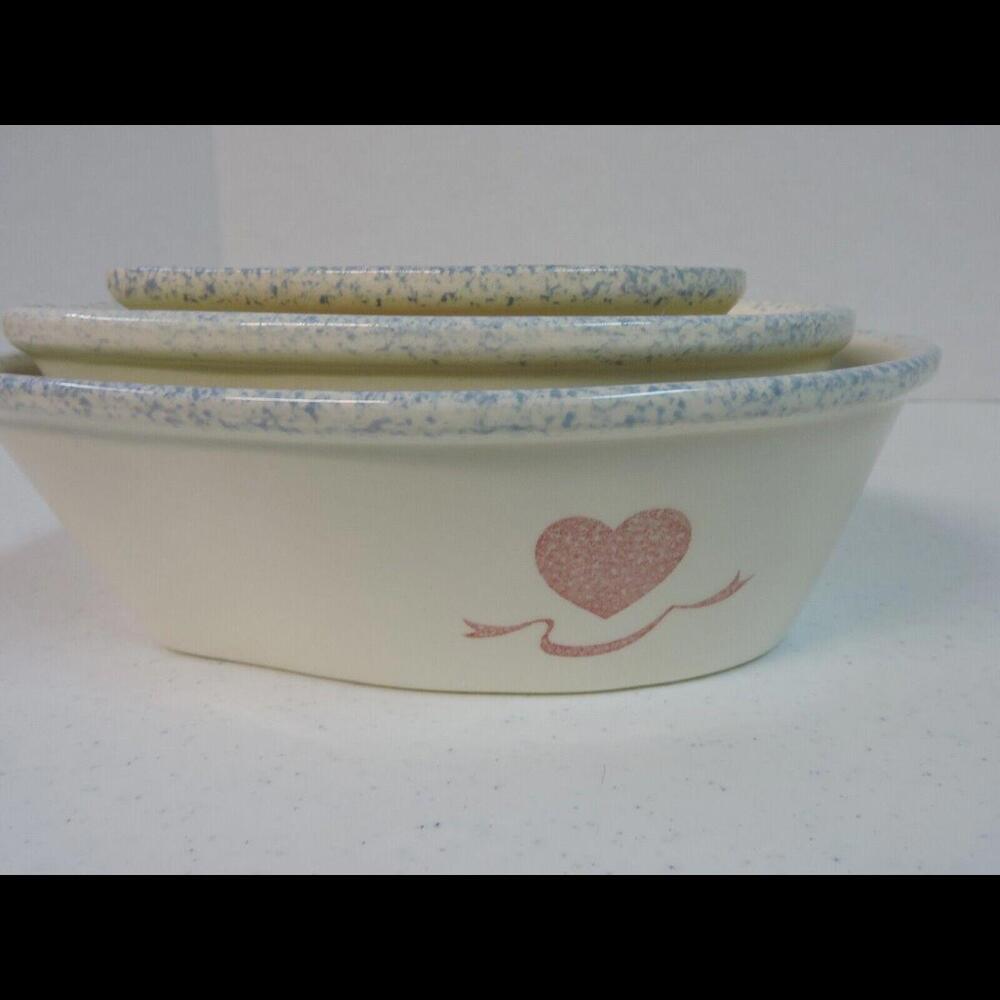 Vintage Stone Heart Shaped Nesting Bowls